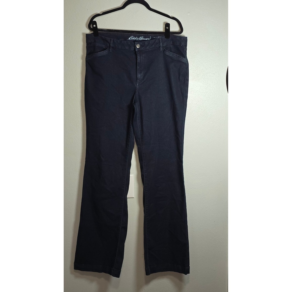 Eddie Bauer Curvy Trouser Jeans 18T Dark Wash Tall Wide Leg Denim